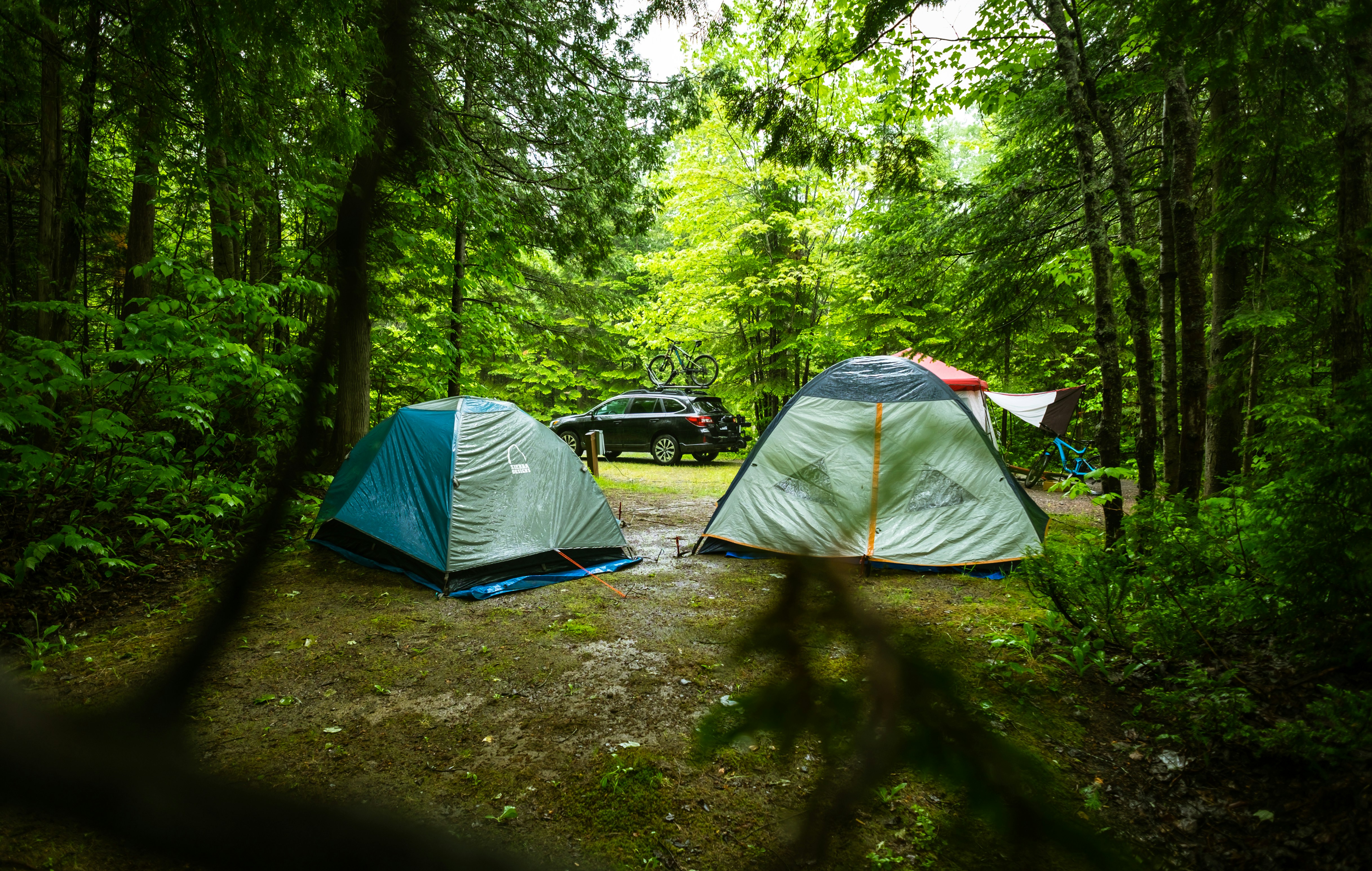 Modern camping setup with nature views